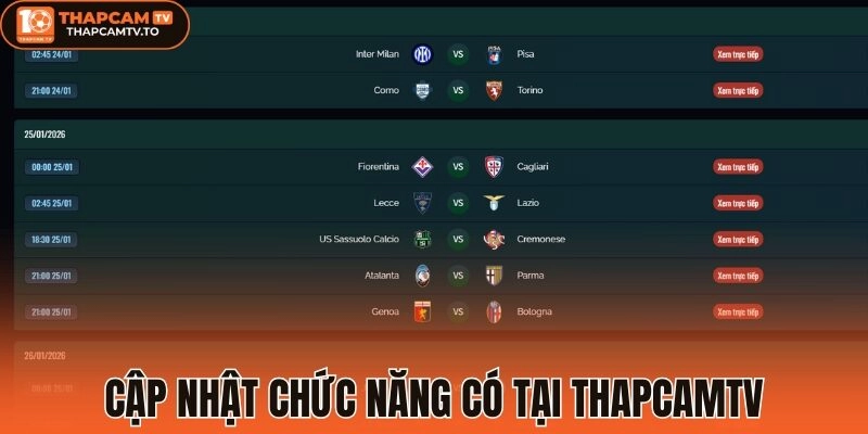 Cập nhật chức năng có tại thapcamtv