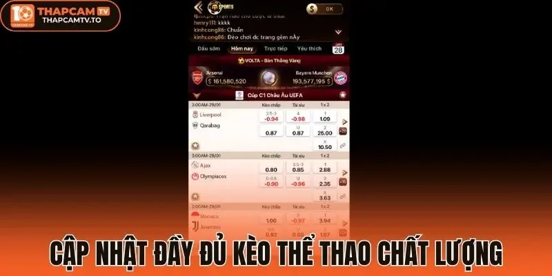 Cập nhật đầy đủ kèo thể thao chất lượng