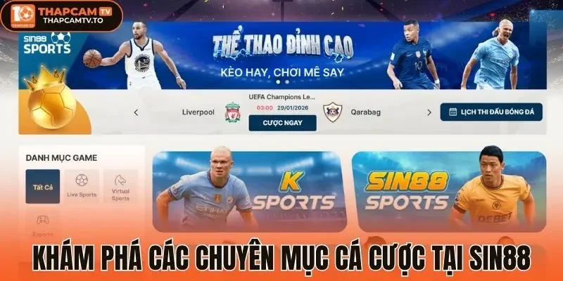 Khám phá các chuyên mục cá cược tại Sin88