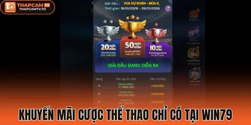 Khuyến mãi cược thể thao chỉ có tại Win79