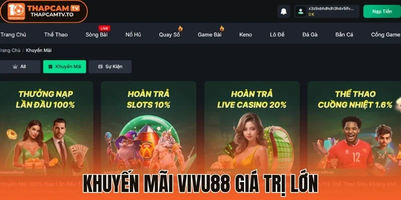 Khuyến mãi Vivu88 giá trị lớn