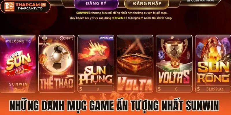Những danh mục game ấn tượng nhất Sunwin