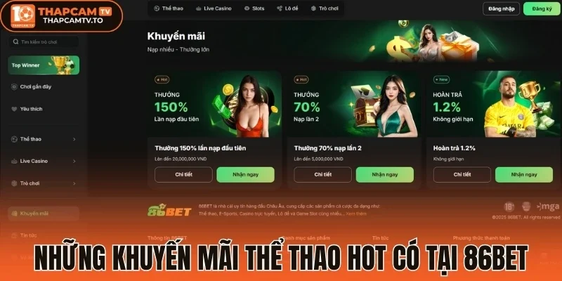 Những khuyến mãi thể thao hot có tại 86Bet