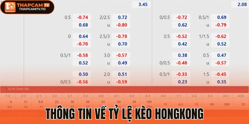 Thông tin về tỷ lệ kèo Hongkong