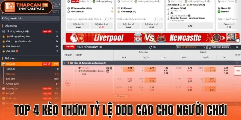 Top 4 kèo thơm tỷ lệ odd cao cho người chơi