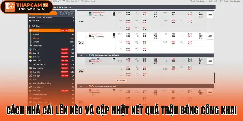 Cách nhà cái lên kèo và cập nhật kết quả trận bóng công khai