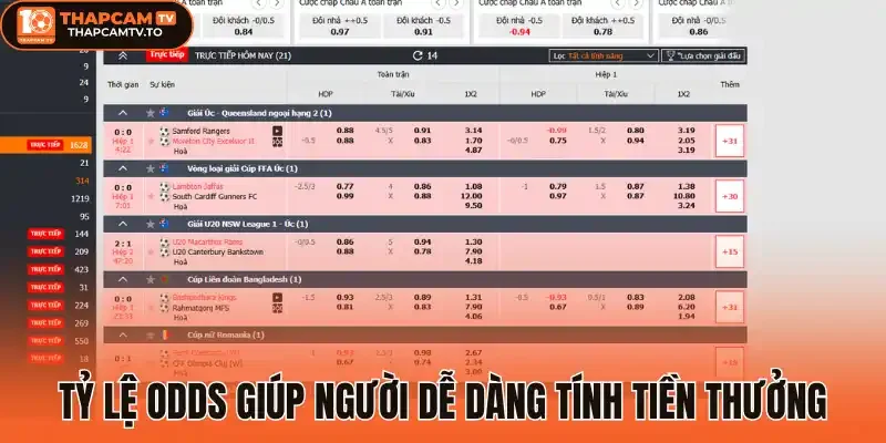 Tỷ lệ odds giúp người dễ dàng tính tiền thưởng