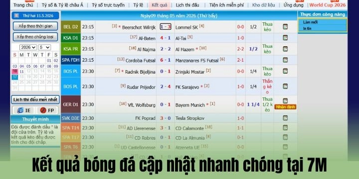 Hành trình theo dõi bóng đá sôi động cùng 7M