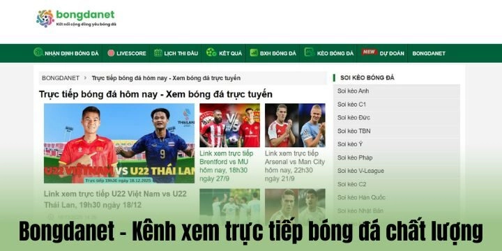 Bongdanet kênh xem trực tiếp bóng đá chất lượng số 1