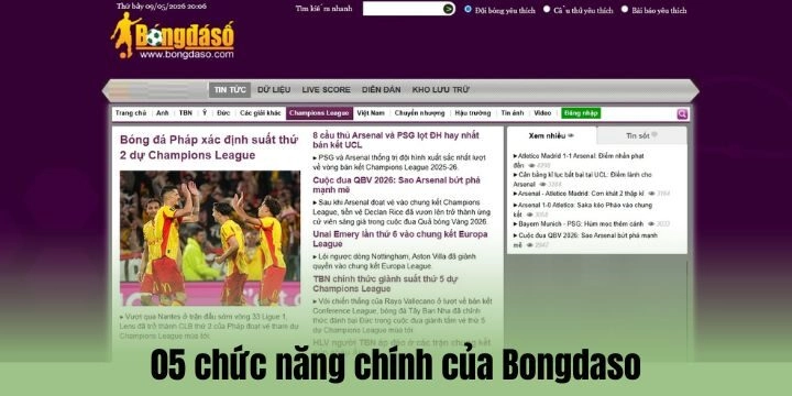 Những chức năng chính của Bongdaso