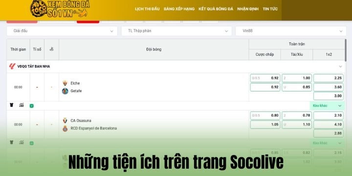 Tiện ích nổi bật tại Socolive ngoài trực tiếp bóng đá